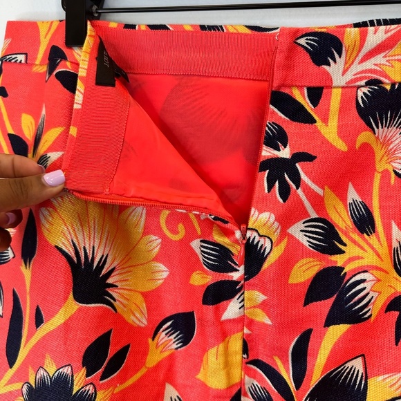 J.Crew Orange Floral Print Linen Blend Skirt size 12 - Picture 4 of 6